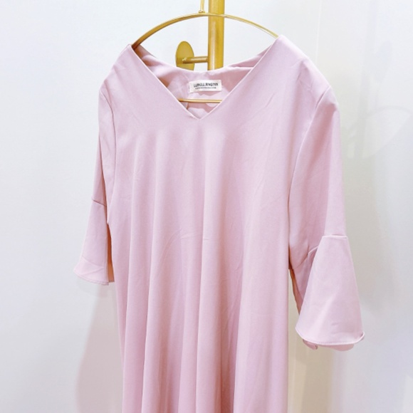 Pink flare midi dress - Picture 2 of 5